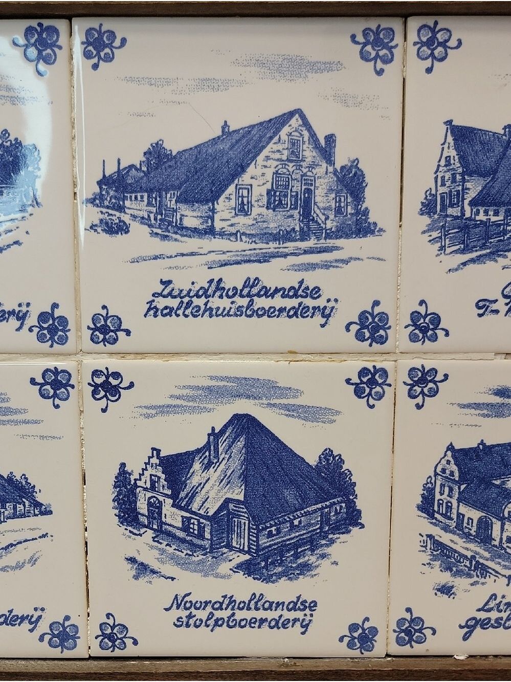 Vintage Dutch Farmouse framed tiles tray delft blue - Picture 3 of 14